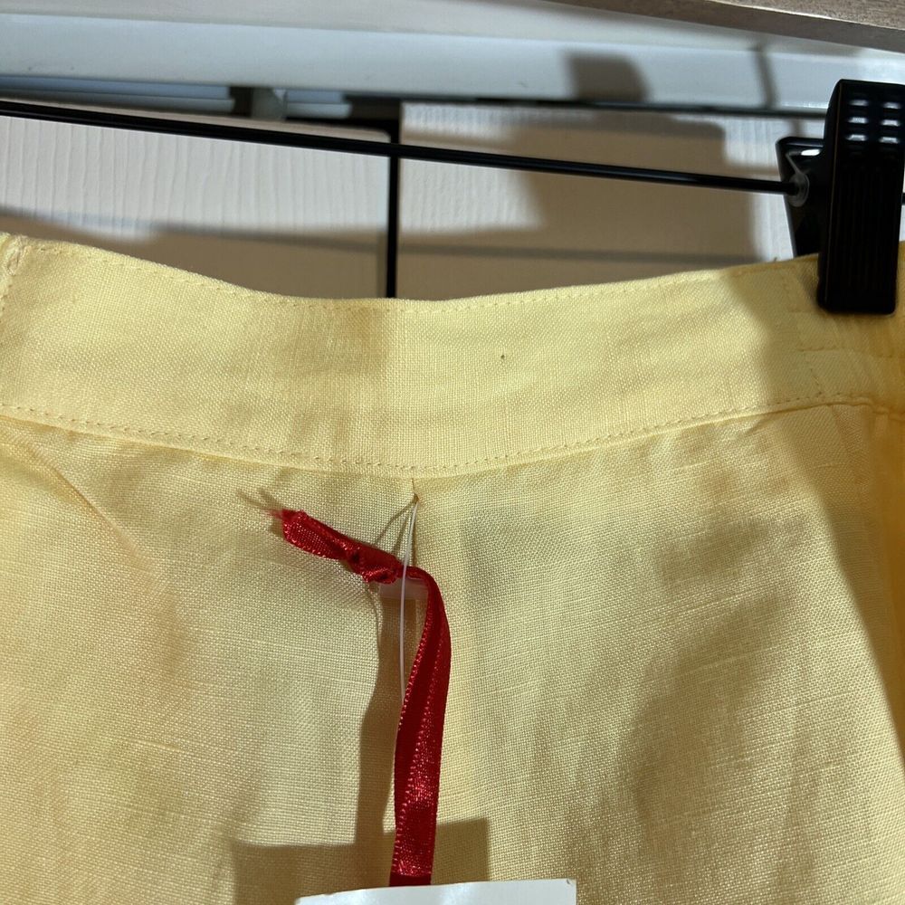 NEW Ruby Rd Linen Blend Pants Yellow w/ Elastic at Waist Lined Women's Size 8 - Picture 5 of 7